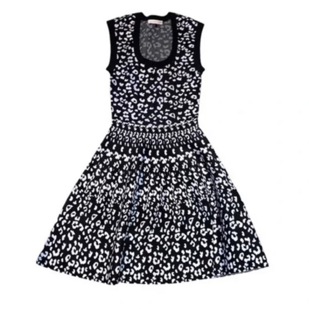 Rebecca Taylor Black and White Leopard Print Mini Dress